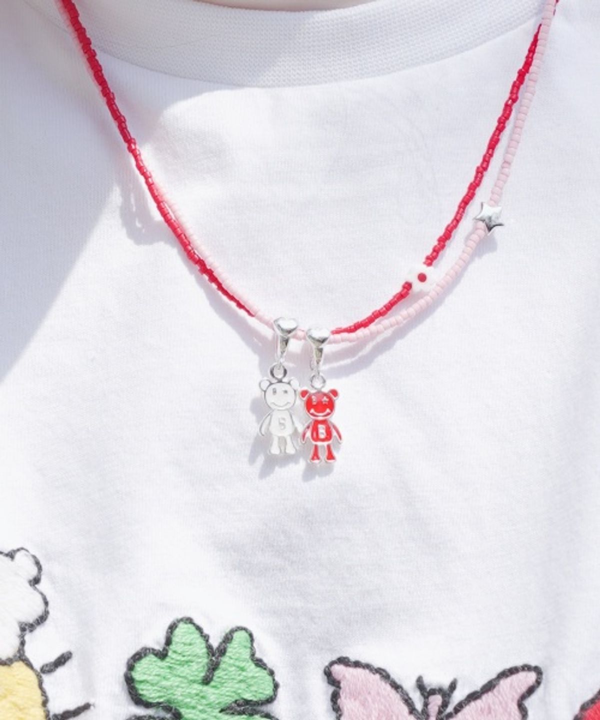 봉보(BONBEAU) Color enamel BONBEAU ami bear silver pendant 컬러 에나멜 곰돌이 실버 펜던트