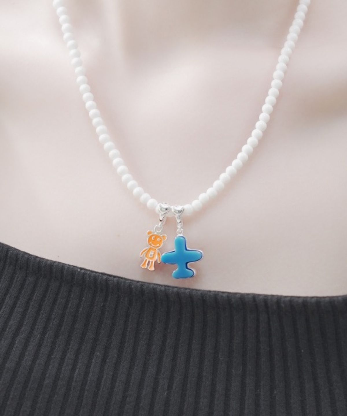 봉보(BONBEAU) Color enamel BONBEAU ami bear silver pendant 컬러 에나멜 곰돌이 실버 펜던트