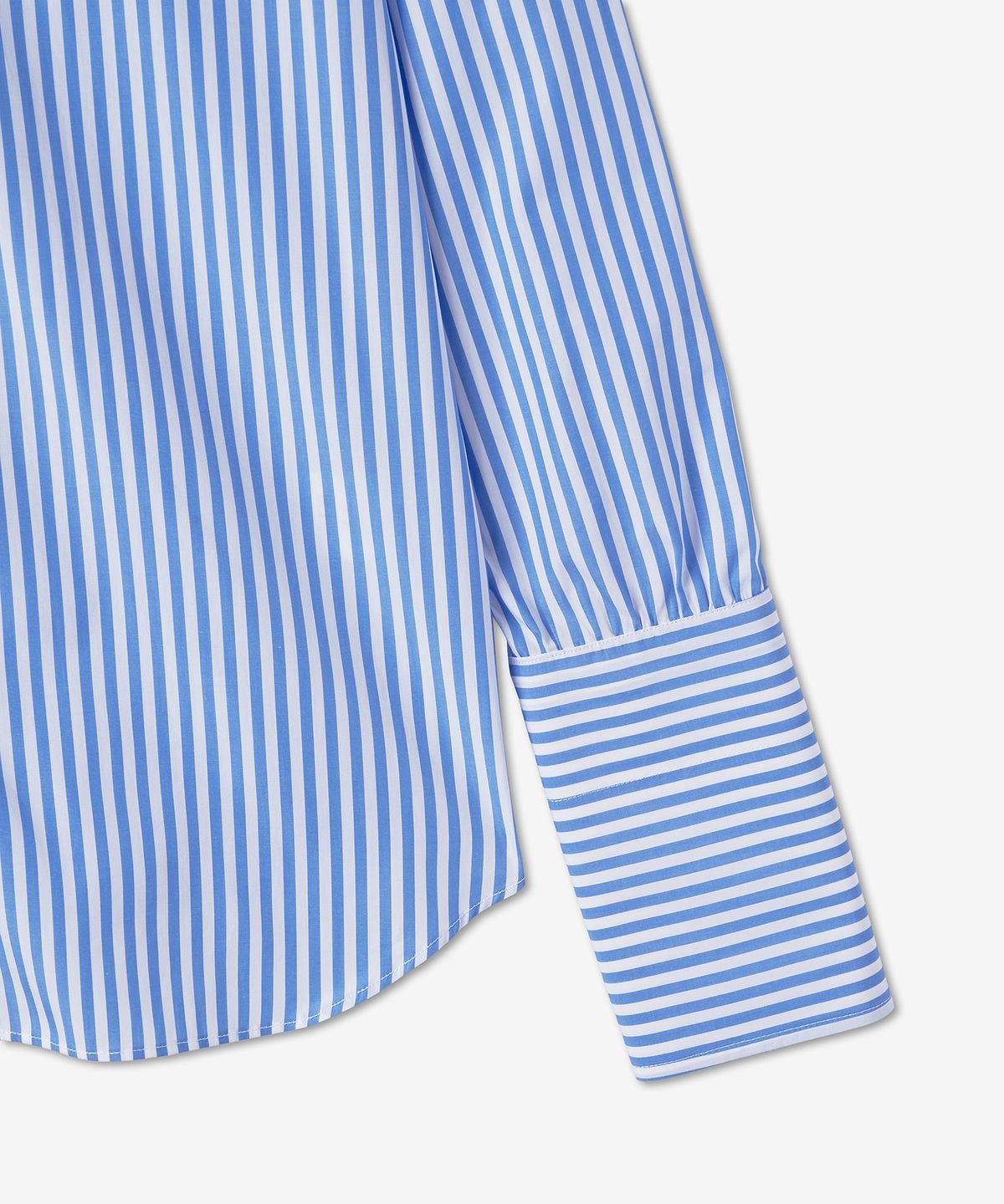 우에라(WOERA) 시그니처 버튼 업 스트라이프 포플린 셔츠 - 라이트 블루:화이트 / N1001LIBLWH