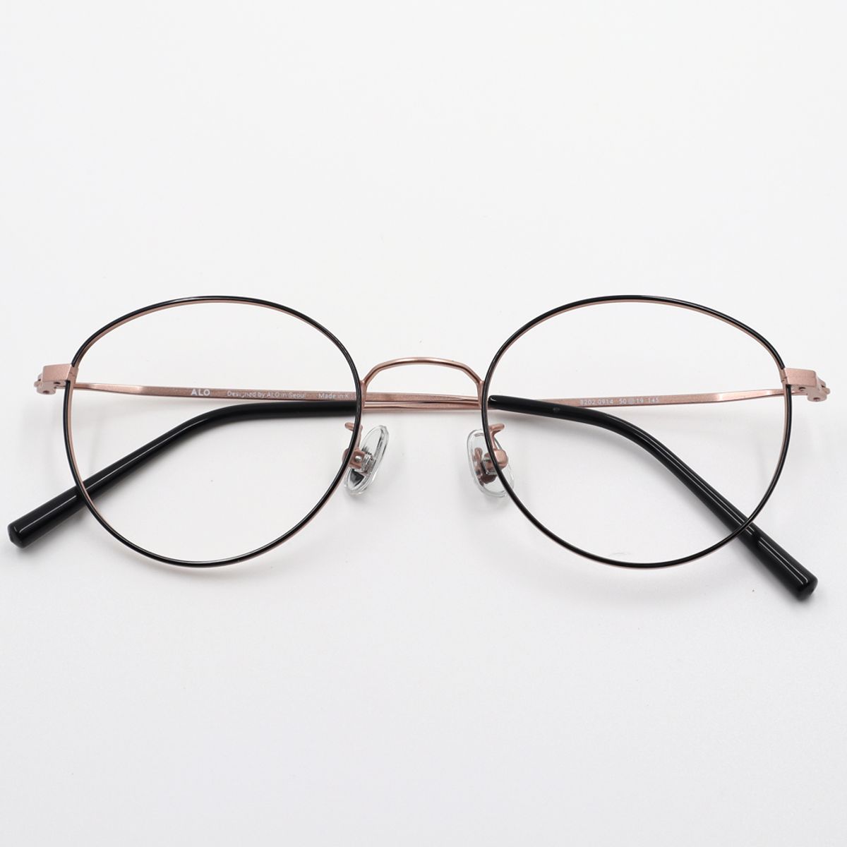 알로아이웨어(ALO EYEWEAR) [ALO BASIC] AL8202 0914G 캣츠 라운드 블랙/로즈골드 메탈 안경