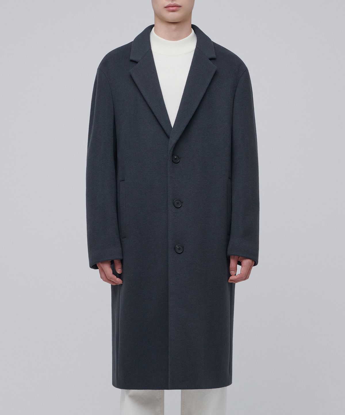 무신사 스탠다드(MUSINSA STANDARD) 캐시미어 블렌드 오버사이즈 싱글 코트 [미드나잇]