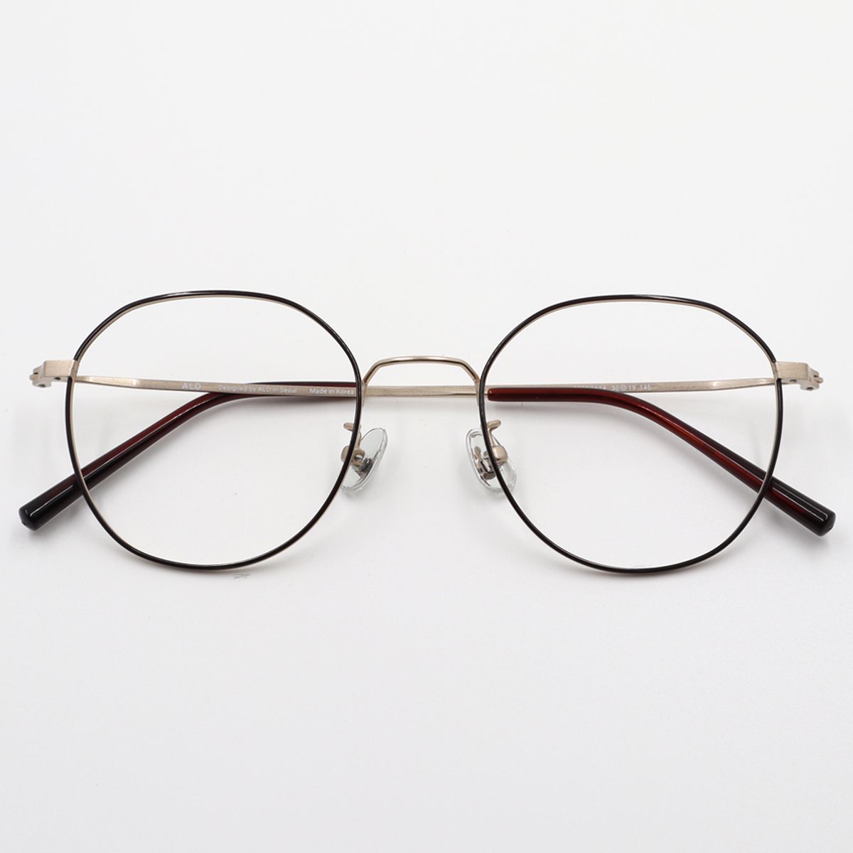 알로아이웨어(ALO EYEWEAR) [ALO BASIC] AL8203 1614G 마일드 스퀘어 브라운/골드 메탈 안경