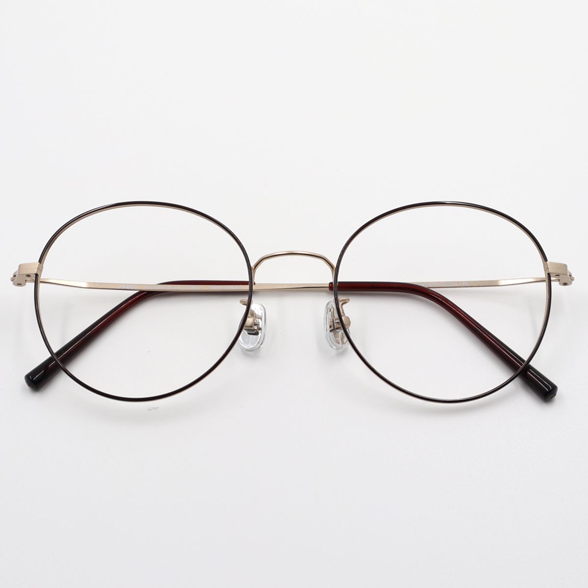 알로아이웨어(ALO EYEWEAR) [ALO BASIC] AL8204 1614G 세미오버사이즈 라운드 브라운/골드 메탈 안경