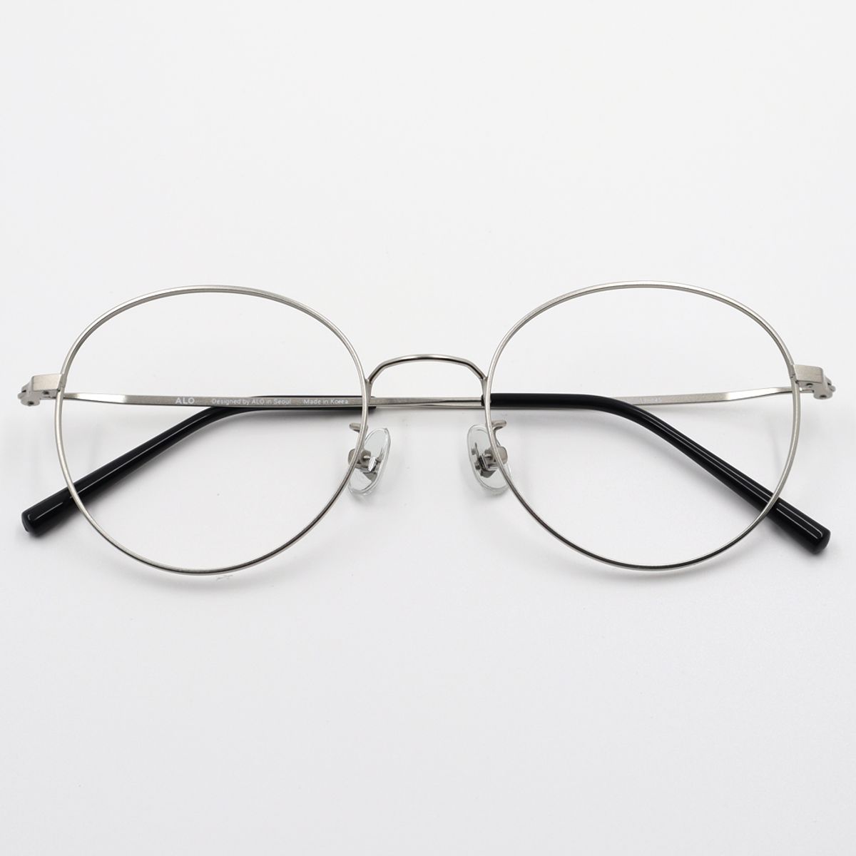 알로아이웨어(ALO EYEWEAR) [ALO BASIC] AL8204 1111G 세미오버사이즈 라운드 샌딩 실버 메탈 안경