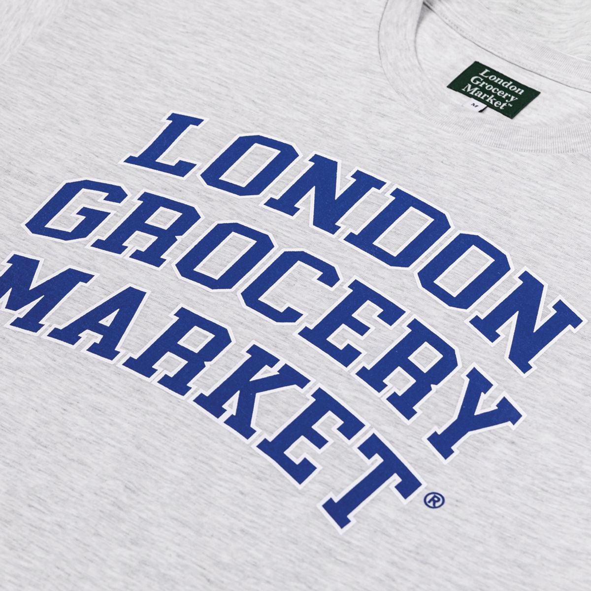 런던그로서리마켓(LONDON GROCERY MARKET) College Logo Heavyweight SS Tee (Ash Grey)