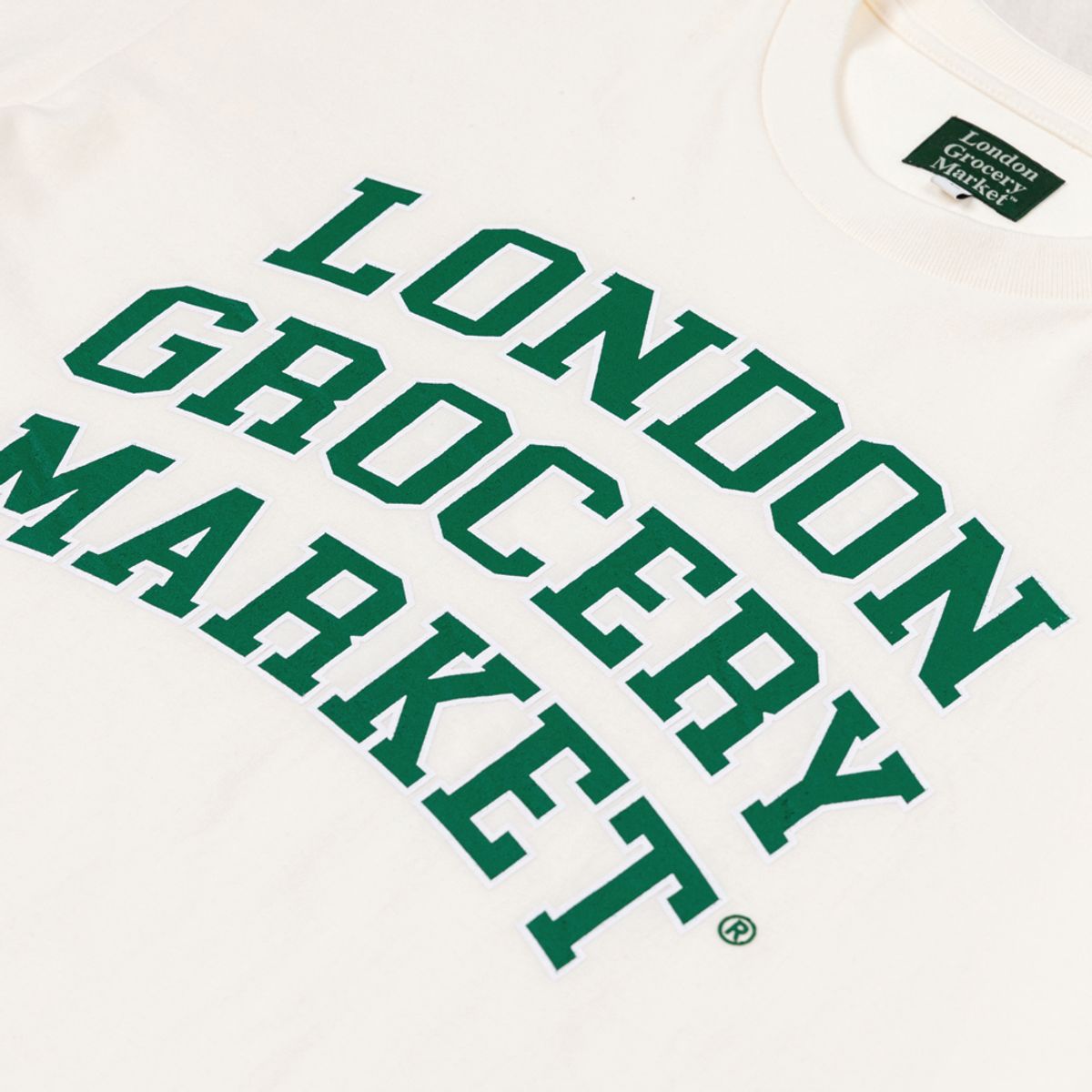 런던그로서리마켓(LONDON GROCERY MARKET) College Logo Heavyweight SS Tee (Natural)