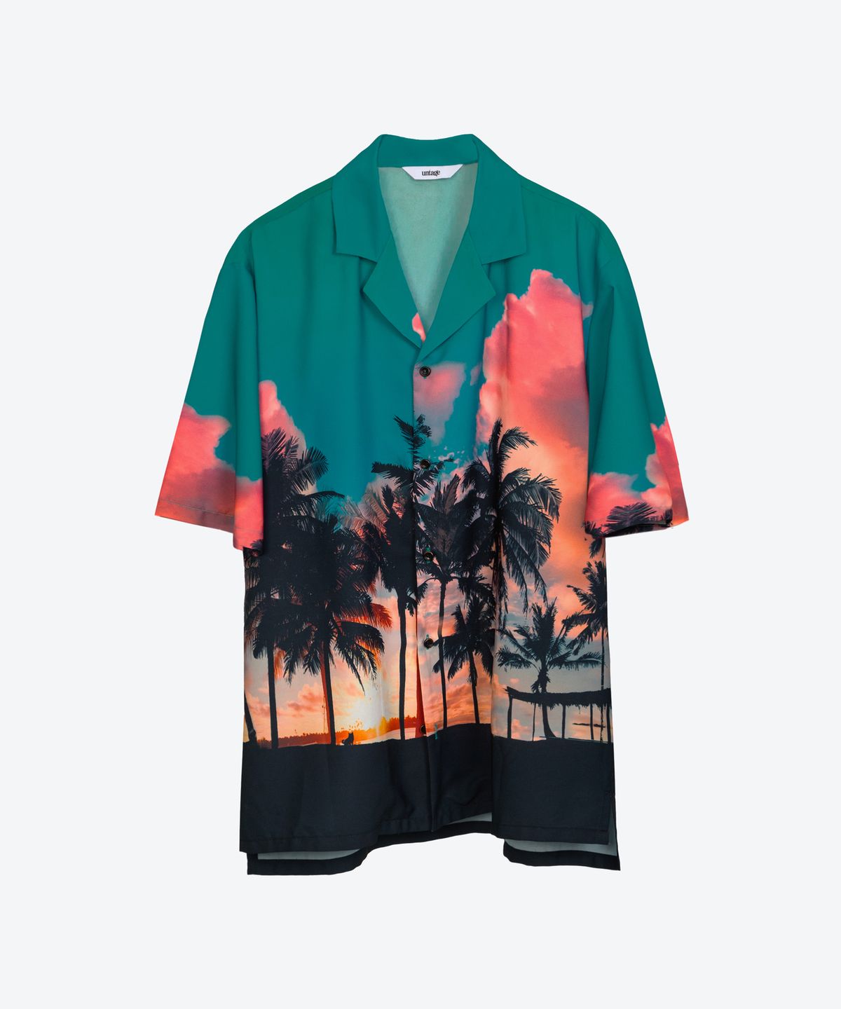 언티지(UNTAGE) 야자수 프린트 볼링 셔츠[Green(UNISEX)]_UTS-SS02
