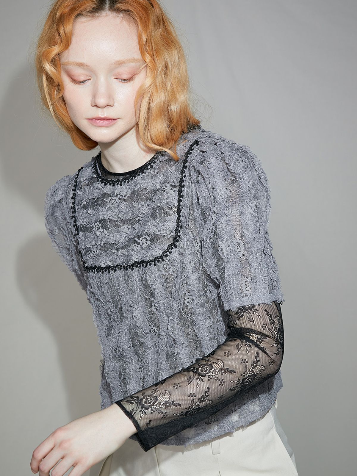 쏘리, 투 머치 러브(SORRY, TOO MUCH LOVE) Cici Lace Seethrough Top_Black