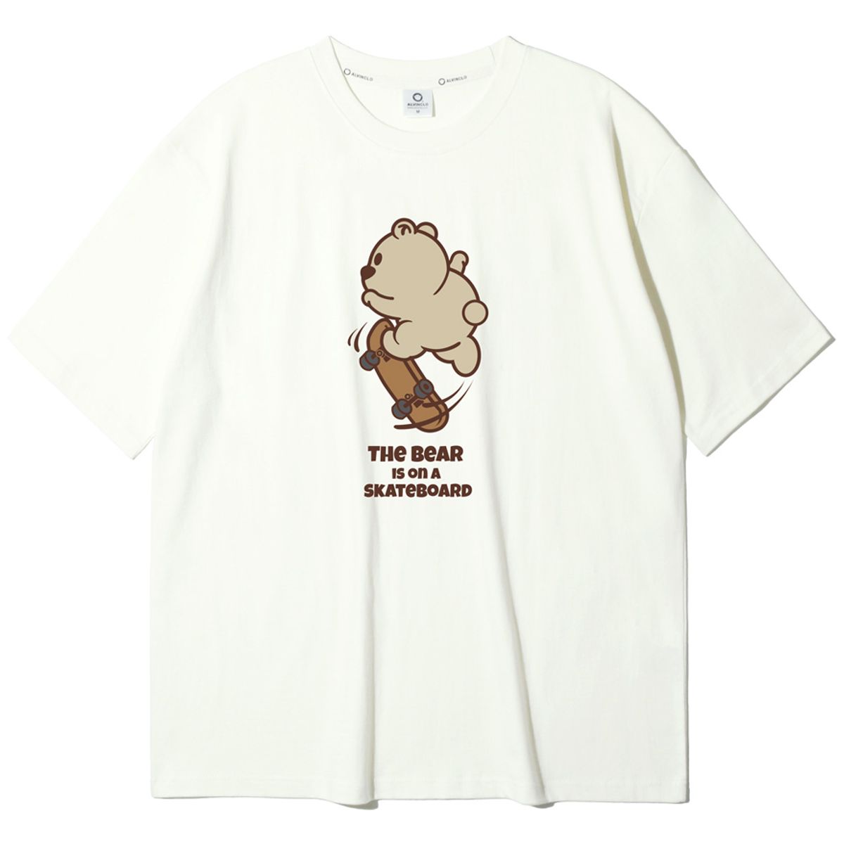 앨빈클로(ALVINCLO) XL~4XL 빅사이즈 스케이트 곰돌이 오버핏 반팔티 BE53772 (3 COLOR)