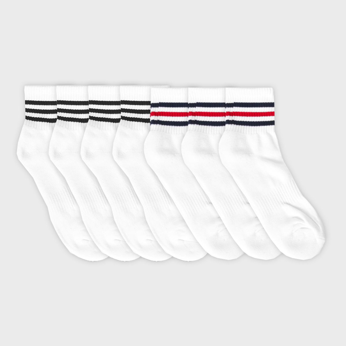 삭스에이(SOCKSA) [7PACK] 더블쿠션 156N  트리플 밴드 미들 삭스 3색상