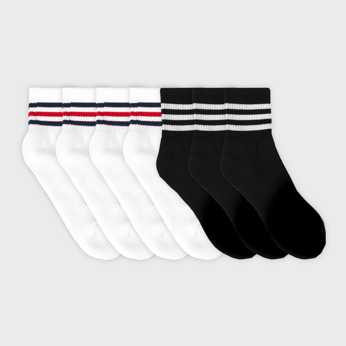 삭스에이(SOCKSA) [7PACK] 더블쿠션 156N  트리플 밴드 미들 삭스 3색상