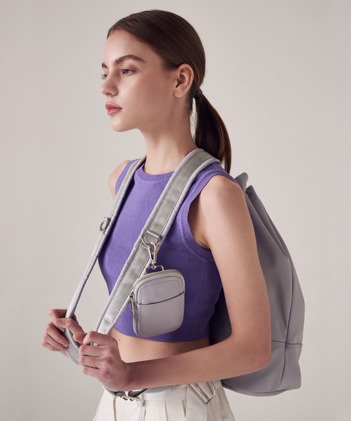 사비(4OUR B) Multi Bucket Bag Gray