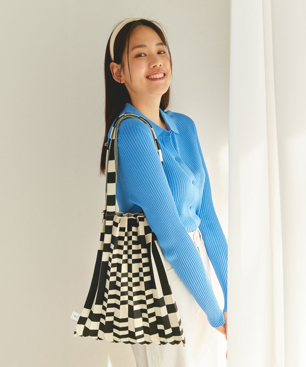 플리츠마마(PLEATSMAMA) 숄더백 그리드블랙