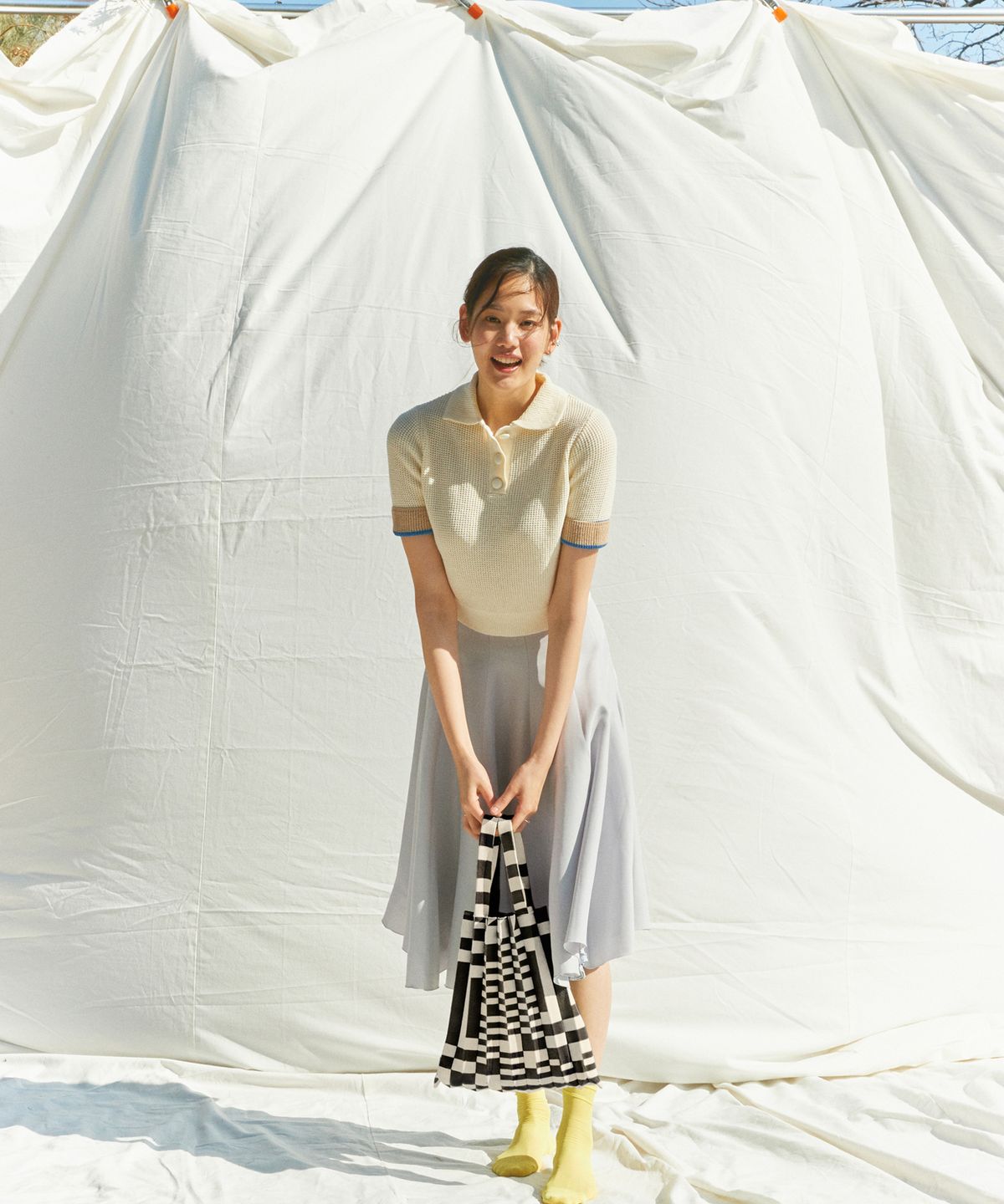 플리츠마마(PLEATSMAMA) 토트백 그리드블랙