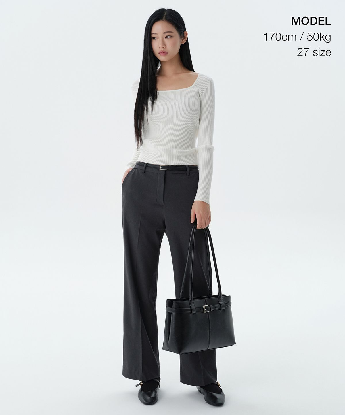 무신사 스탠다드 우먼(MUSINSA STANDARD WOMAN) 우먼즈 스트레이트 히든 밴딩 슬랙스 [그레이]