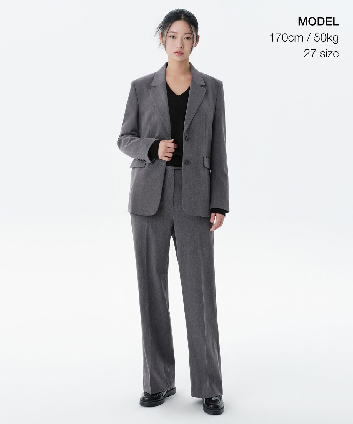 무신사 스탠다드 우먼(MUSINSA STANDARD WOMAN) 우먼즈 스트레이트 히든 밴딩 슬랙스 [미디엄 그레이]