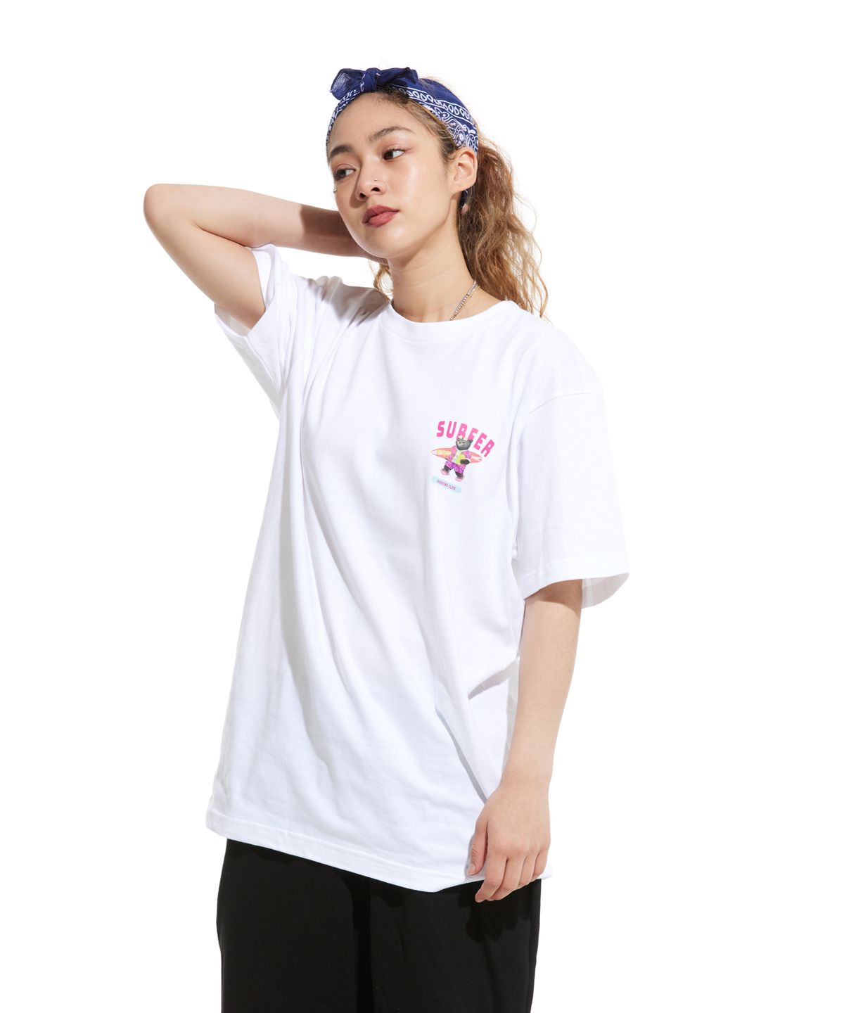 크림소다랩(CREAM SODA LAB) LAB그레이 서퍼 스몰로고 반팔티 화이트 핑크
