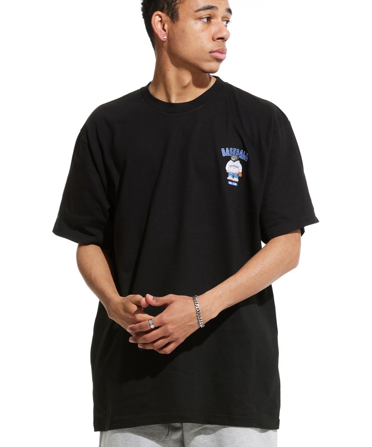 크림소다랩(CREAM SODA LAB) LAB베이스볼 클럽 스몰로고 반팔티 블랙