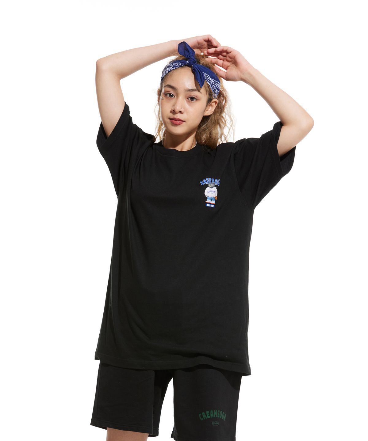 크림소다랩(CREAM SODA LAB) LAB베이스볼 클럽 스몰로고 반팔티 블랙