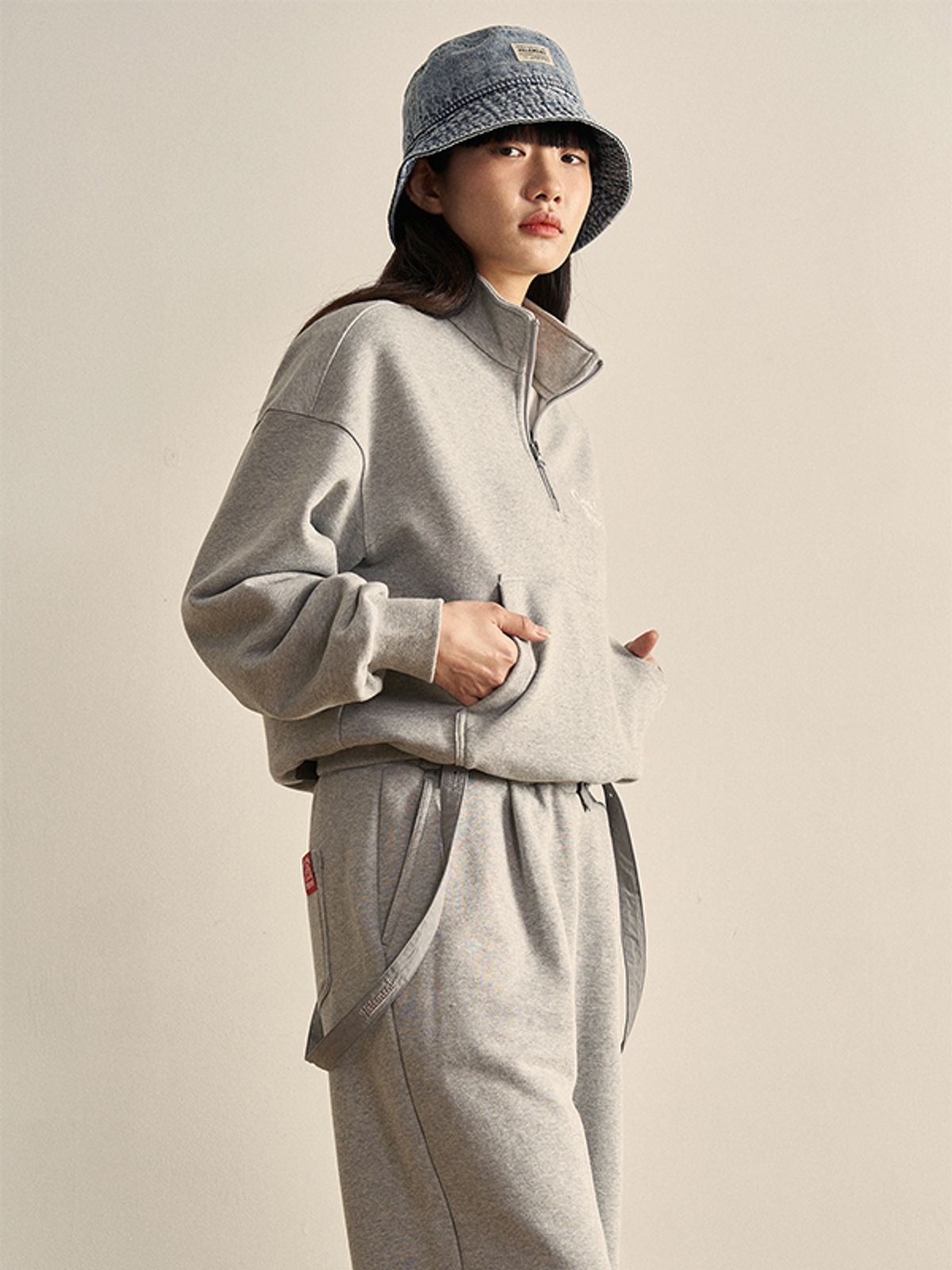 힐리먼트(HELEMENT) 여성 와이드 스웻팬츠 (M/Grey)