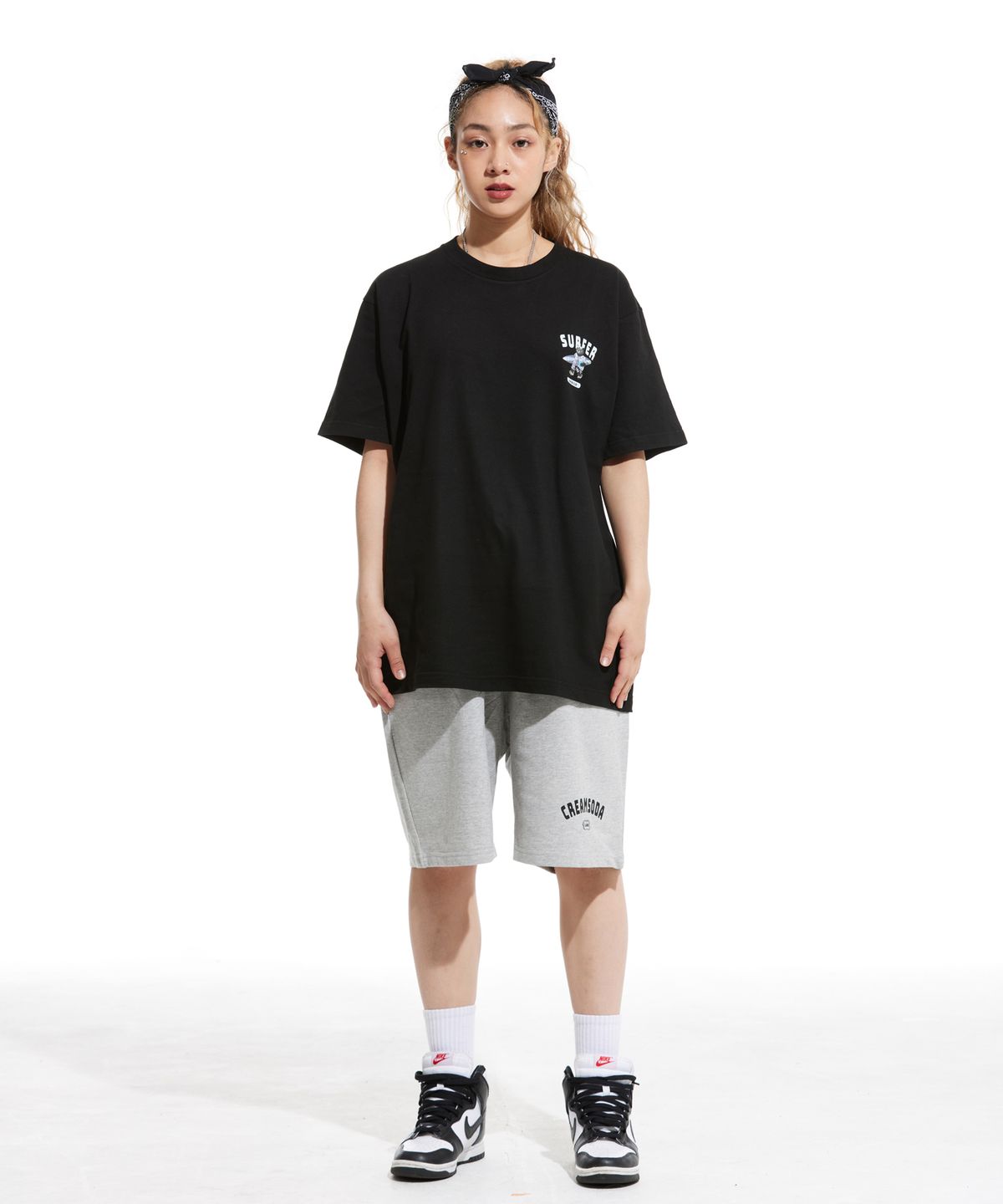 크림소다랩(CREAM SODA LAB) 스몰로고 모토캠프앤서퍼 반팔티 세트
