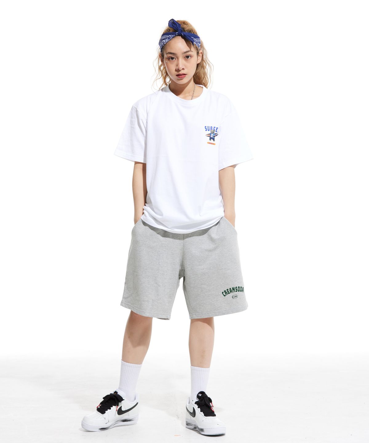 크림소다랩(CREAM SODA LAB) 스몰로고 파쿠앤그레이 반팔티 세트