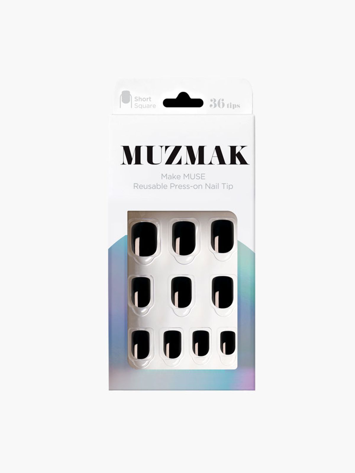 뮤즈마크(MUZMAK) 리유저블 네일팁 제로 블랙(숏 스퀘어)