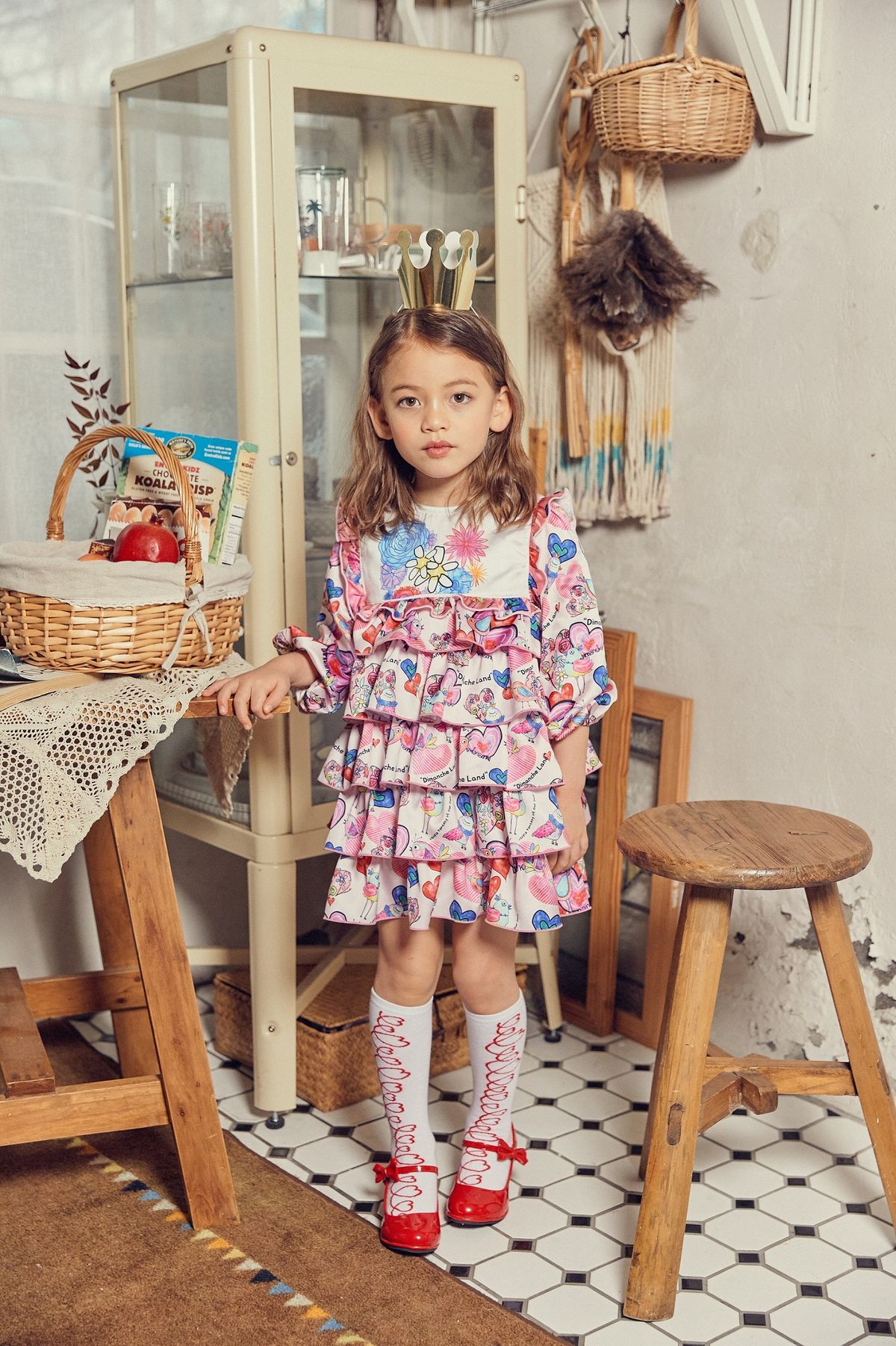 디망쉬키즈(DIMANCHE KIDS) 하트범벅니삭스