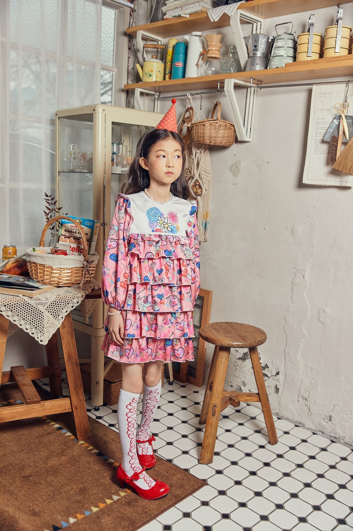 디망쉬키즈(DIMANCHE KIDS) 하트범벅니삭스