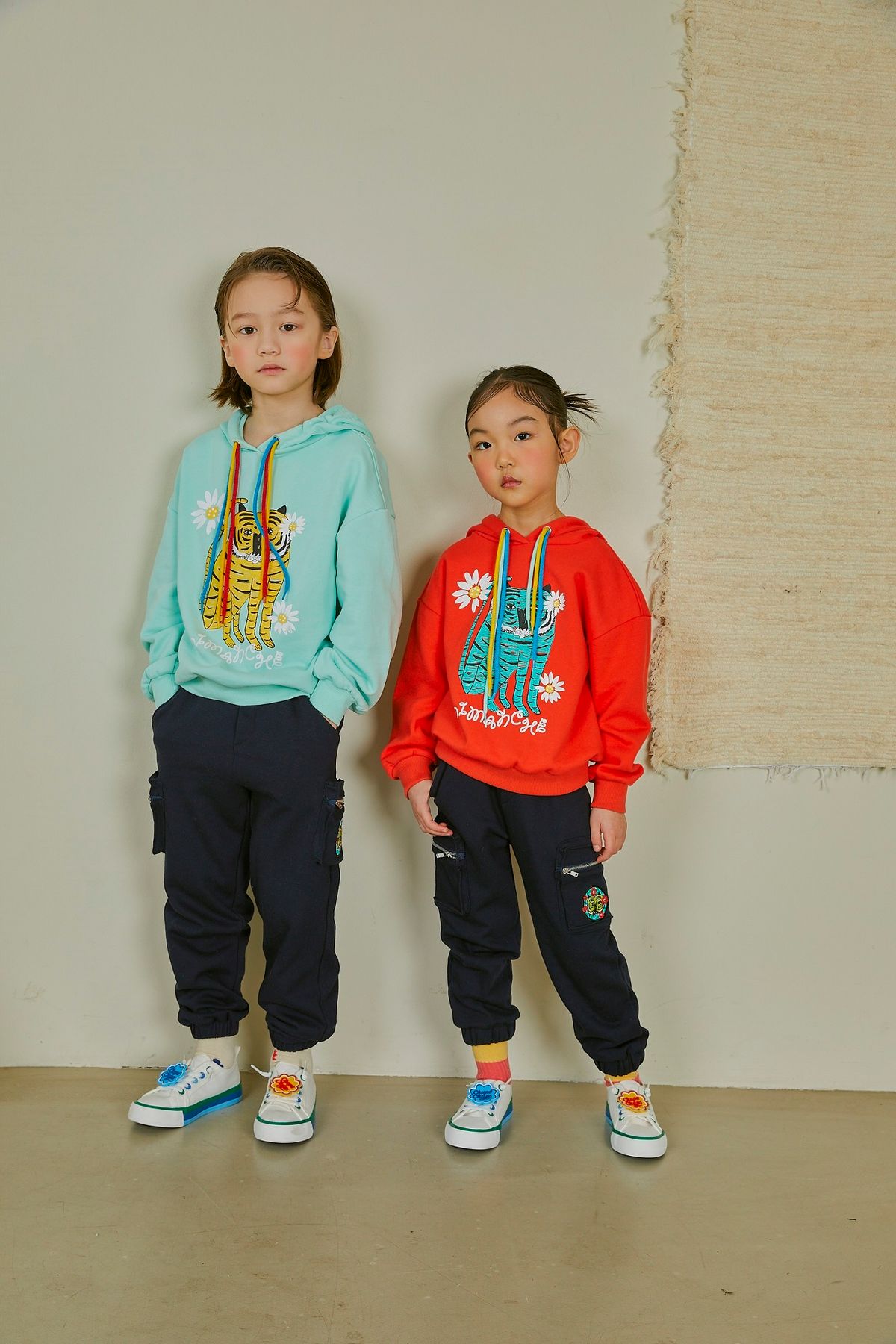 디망쉬키즈(DIMANCHE KIDS) 호랑이 삼색 후드티