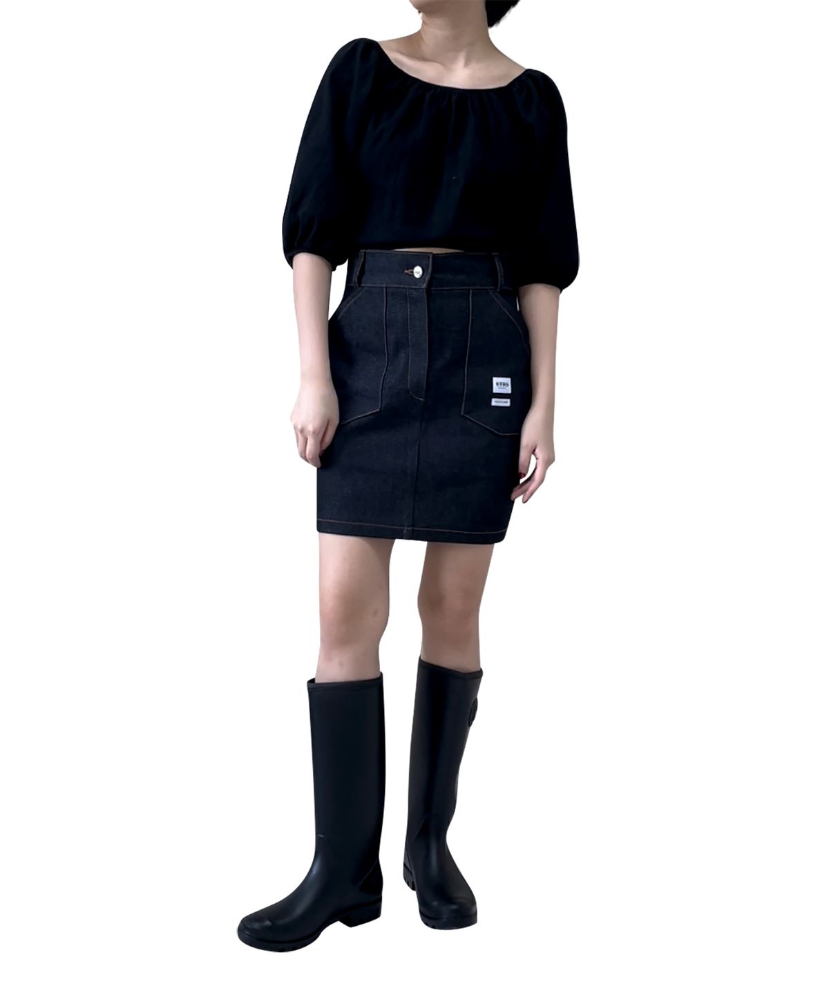 카타르시스(KATHARSIS) 데일리 데님 미니 스커트 흑청_FREE