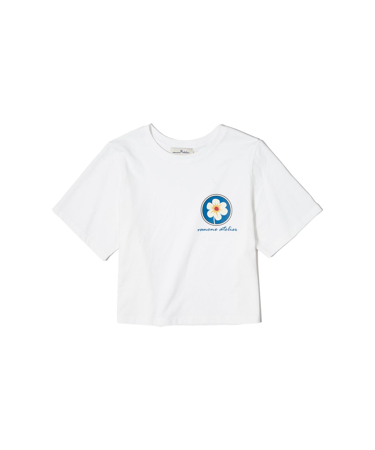 반원 아틀리에(VANONE ATELIER) A3425 Crop flower T-shirt_Ivory