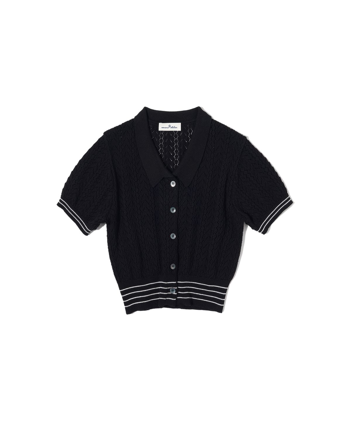 반원 아틀리에(VANONE ATELIER) A3423 Parisienne net cardigan_Black