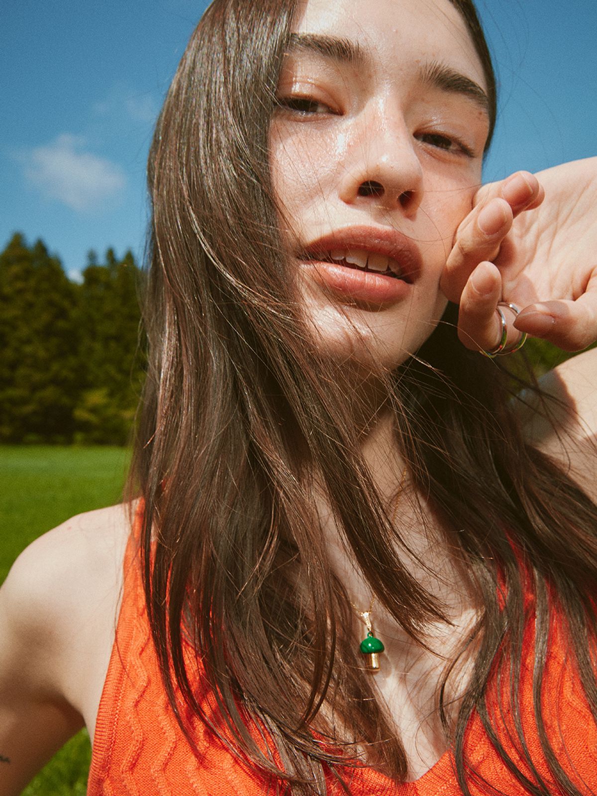 에즈이프 캘리(ASIF CALIE) CROSS BACKLESS KNIT VEST ORANGE