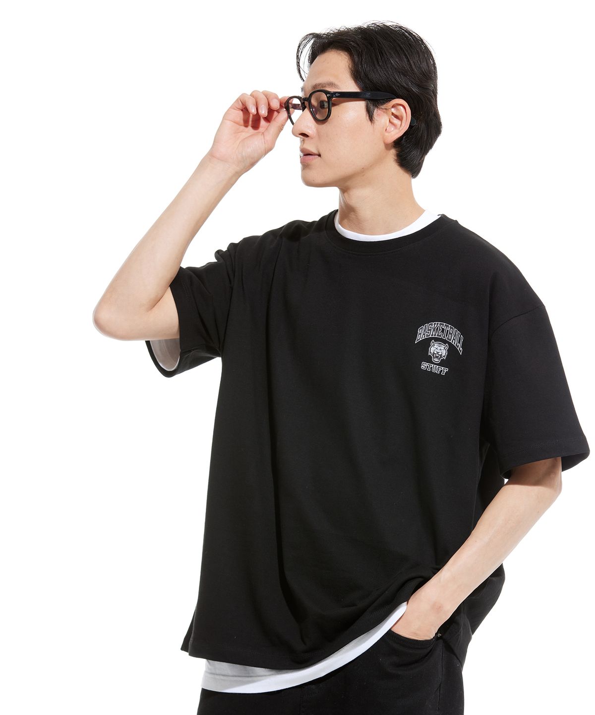 스터프(STUFF) 스몰타이거 헤비 반팔티 블랙