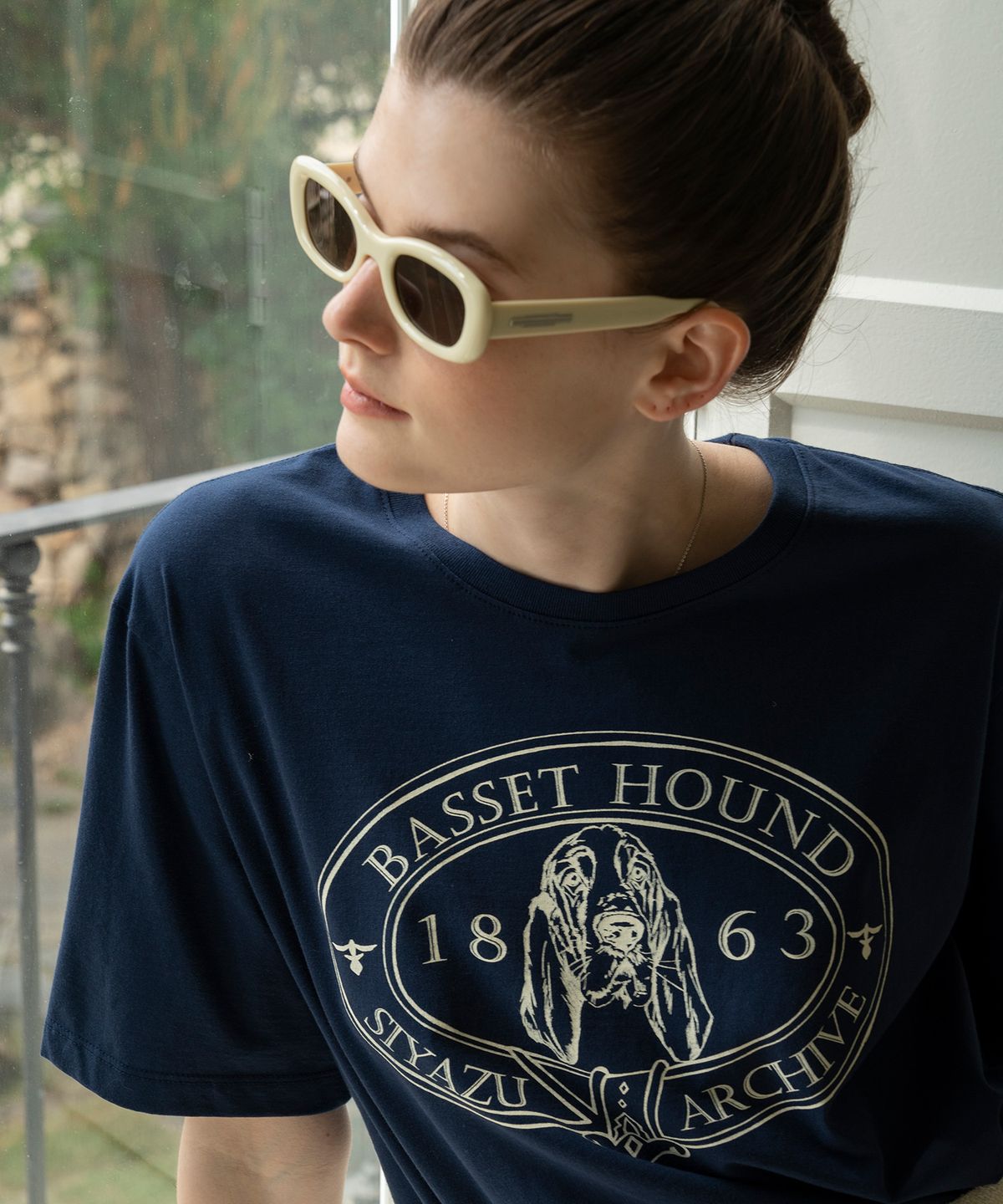 시야쥬(SIYAZU) SITP5064 Basset Hound T-shirt_Navy