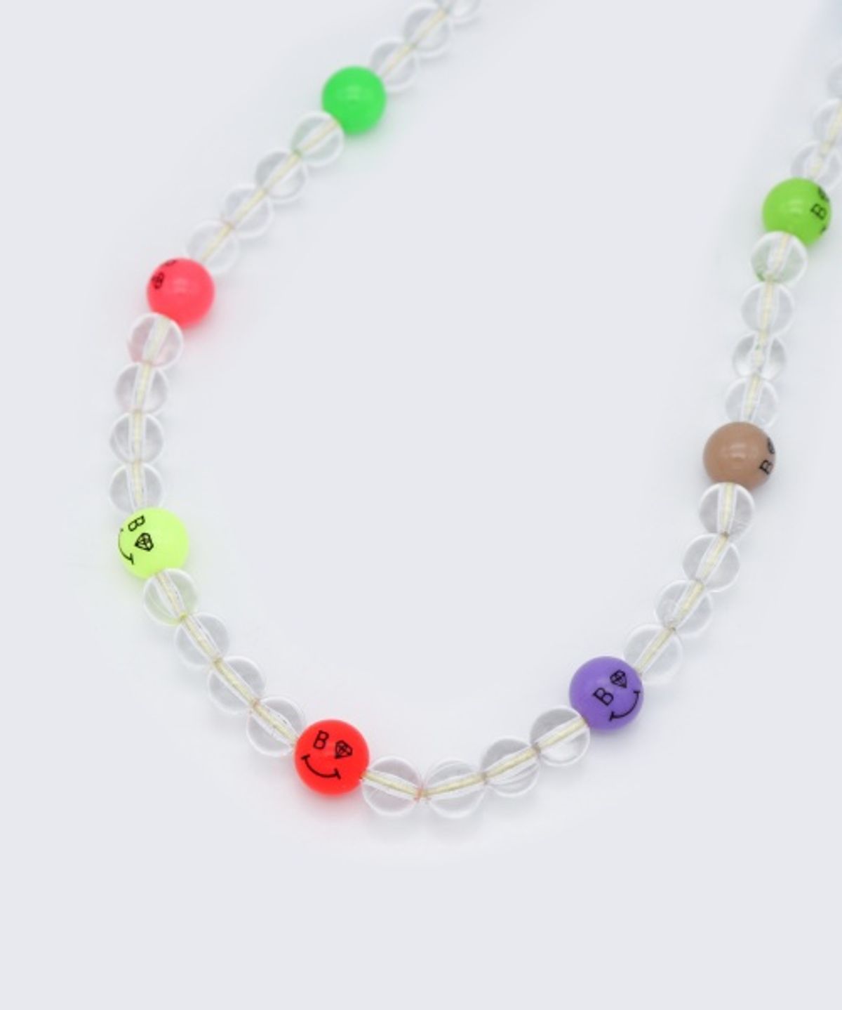 봉보(BONBEAU) Bold clear ball smile Necklace 볼드 투명볼 키치 스마일 포인트 목걸이