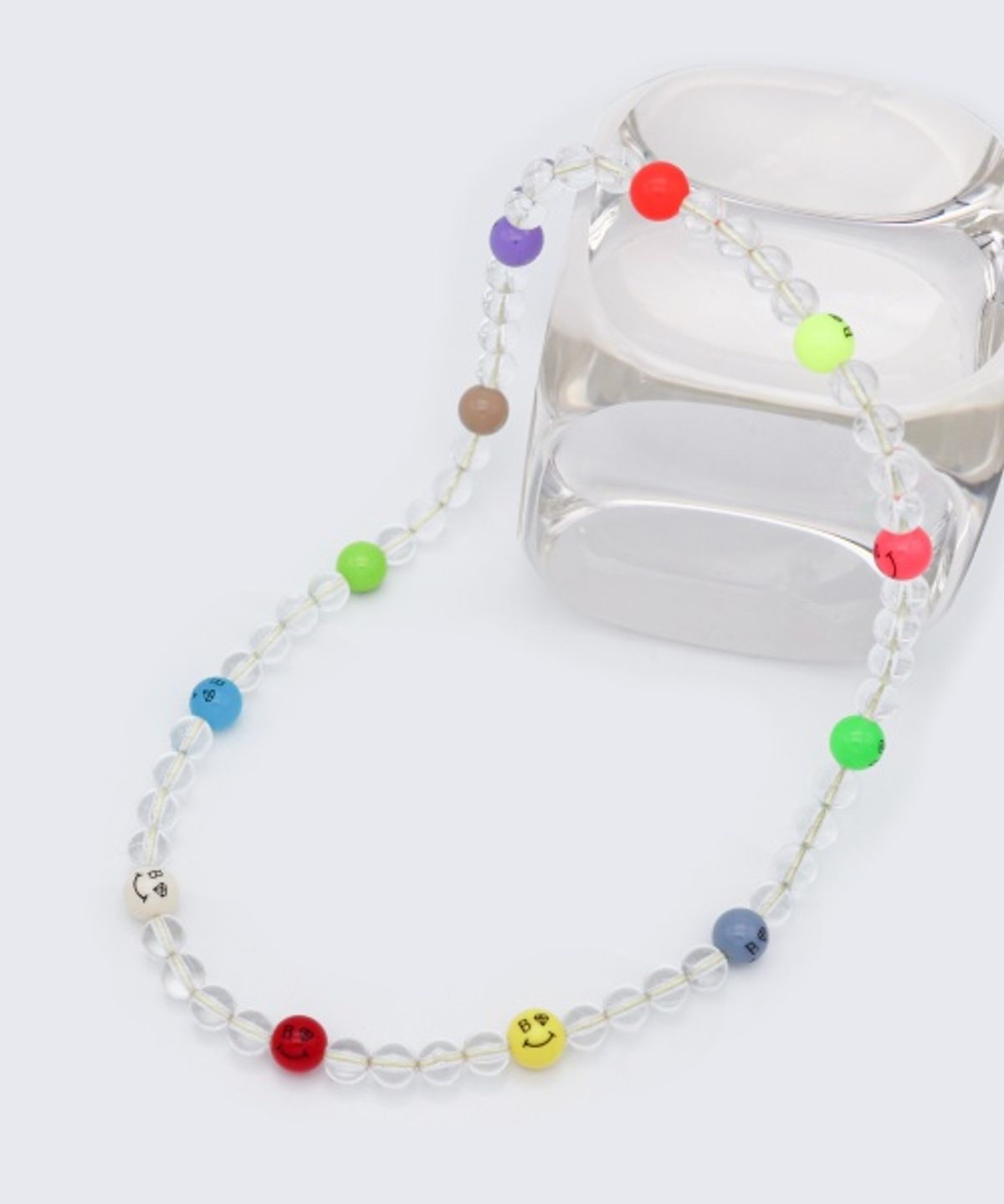 봉보(BONBEAU) Bold clear ball smile Necklace 볼드 투명볼 키치 스마일 포인트 목걸이