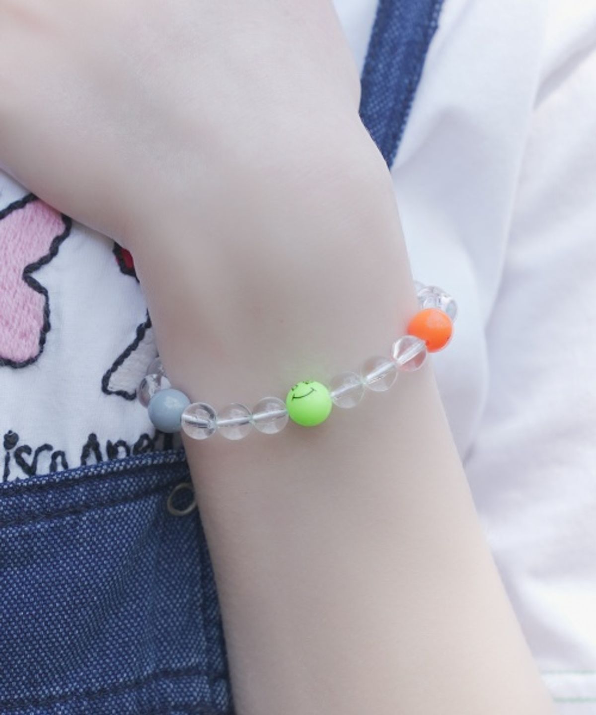 봉보(BONBEAU) Bold clear ball smile Bracelet 볼드 투명볼 컬러 스마일 볼 밴딩 팔찌