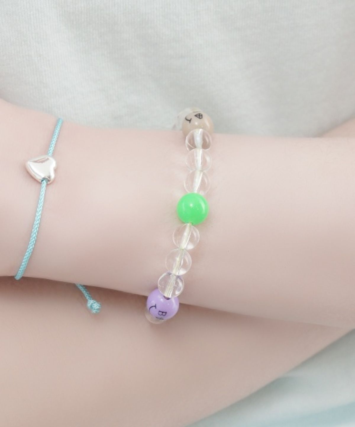 봉보(BONBEAU) Bold clear ball smile Bracelet 볼드 투명볼 컬러 스마일 볼 밴딩 팔찌