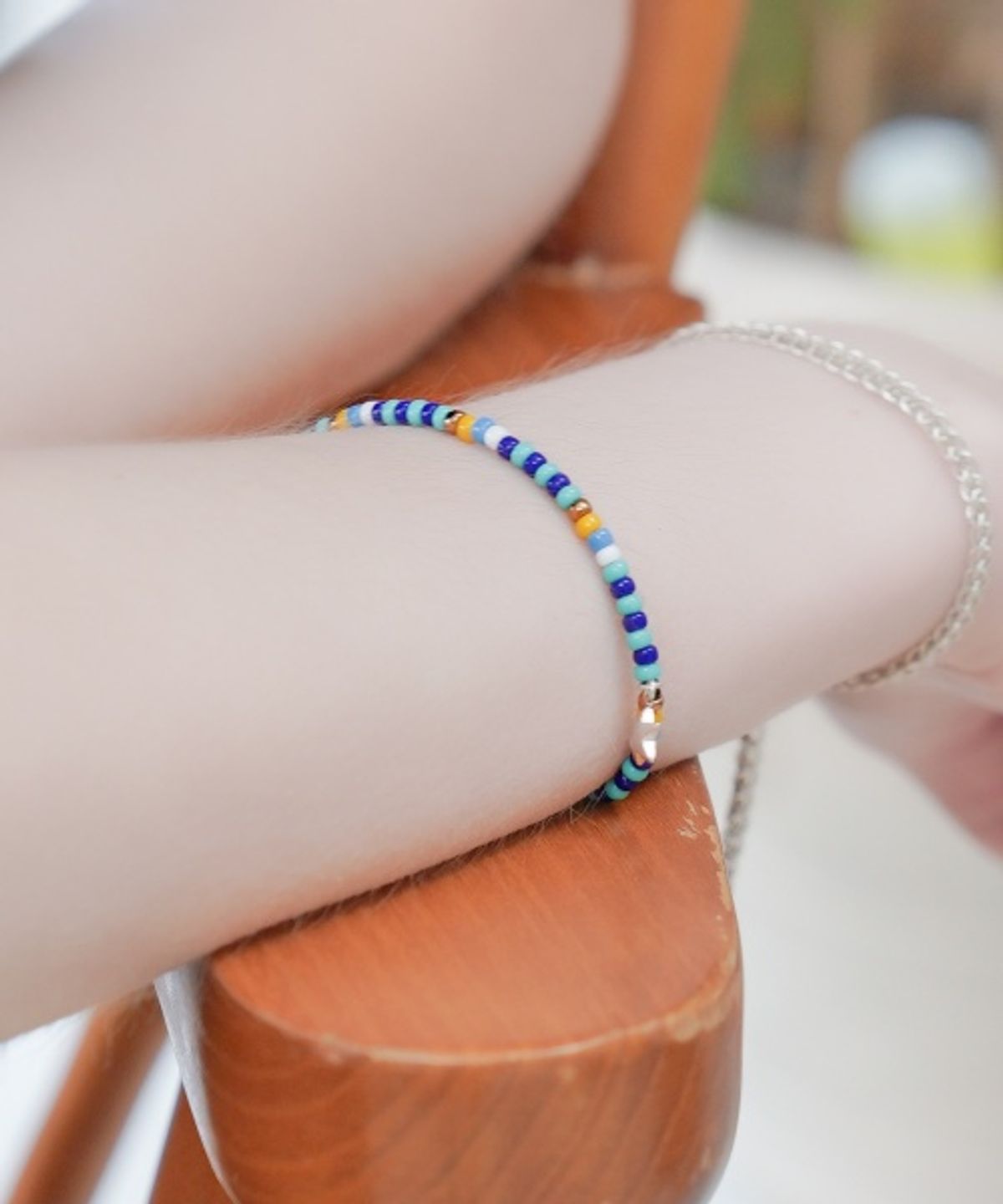 봉보(BONBEAU) Silver star charm nouveau color beads Bracelet 실버 스타 참 누보 컬러 비즈 팔찌