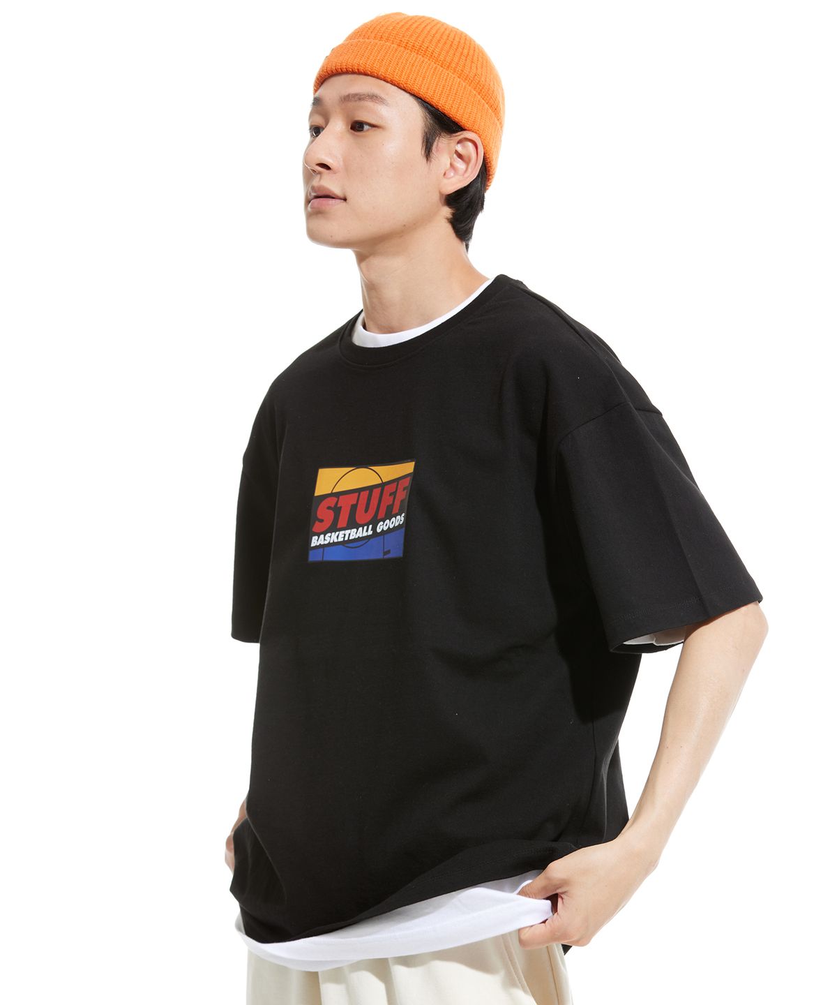 스터프(STUFF) 코트굿즈 헤비 반팔티 블랙
