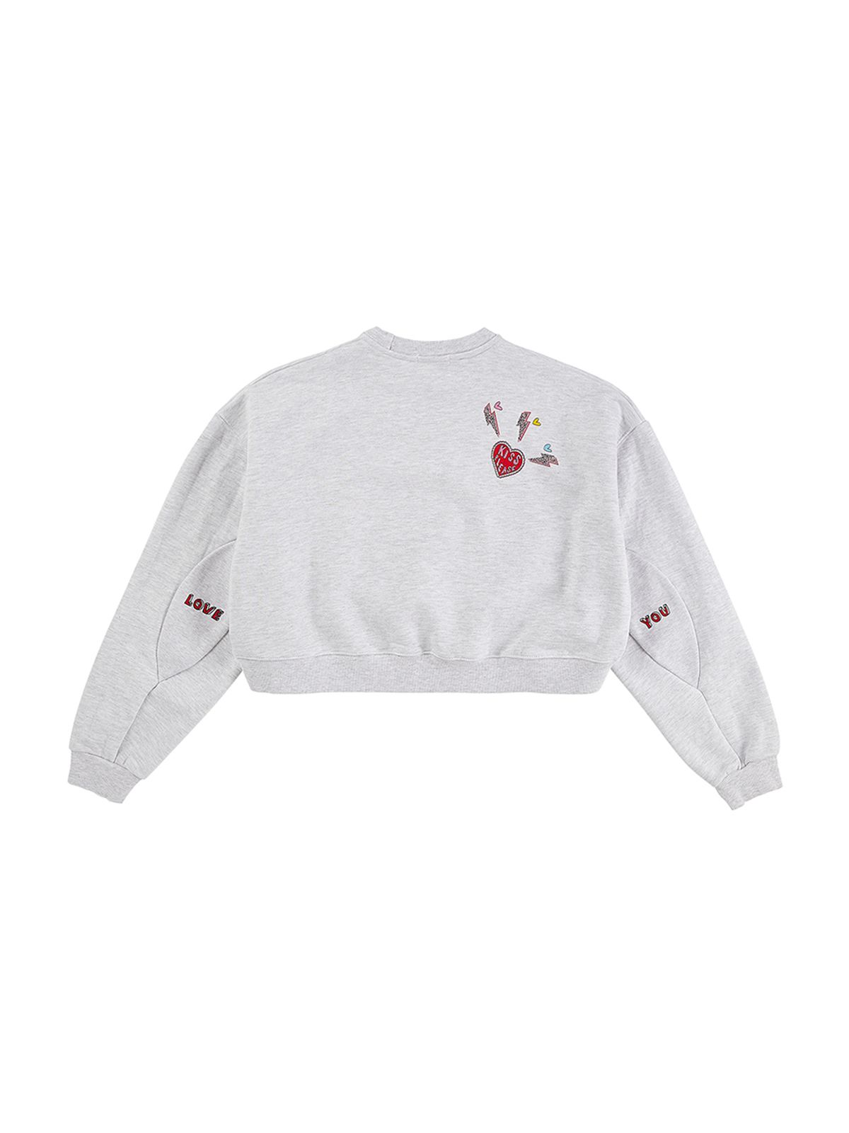 에즈이프 캘리(ASIF CALIE) HEART HEART CROP SWEATSHIRT WHITE MELANGE