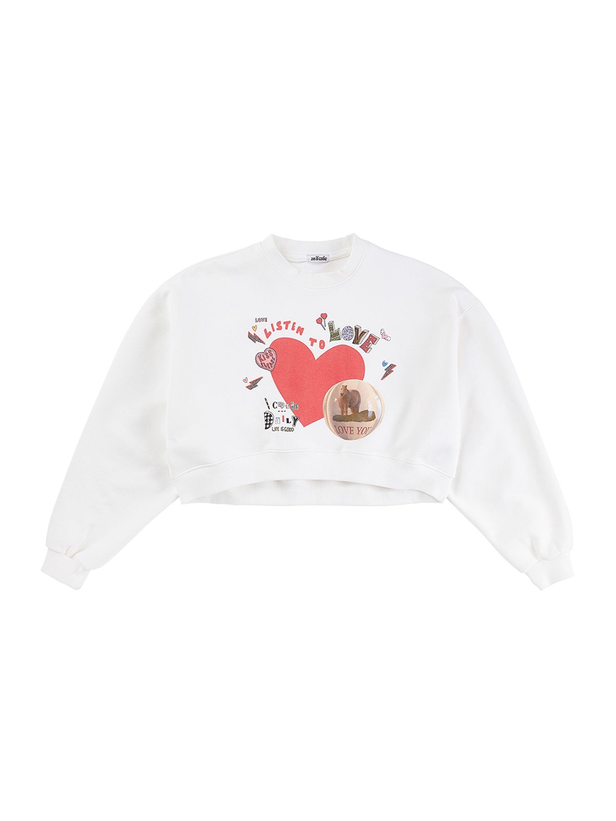 에즈이프 캘리(ASIF CALIE) HEART HEART CROP SWEATSHIRT WHITE