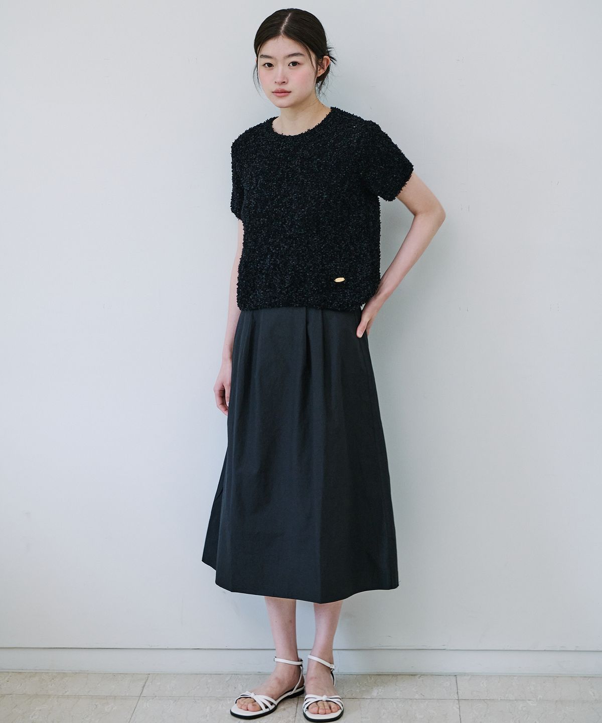 엽페(YUPPE) COTTON LONG SKIRT_BLACK