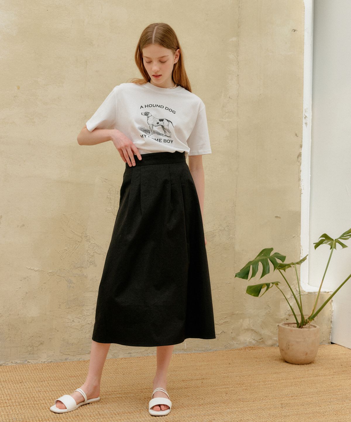 엽페(YUPPE) COTTON LONG SKIRT_BLACK