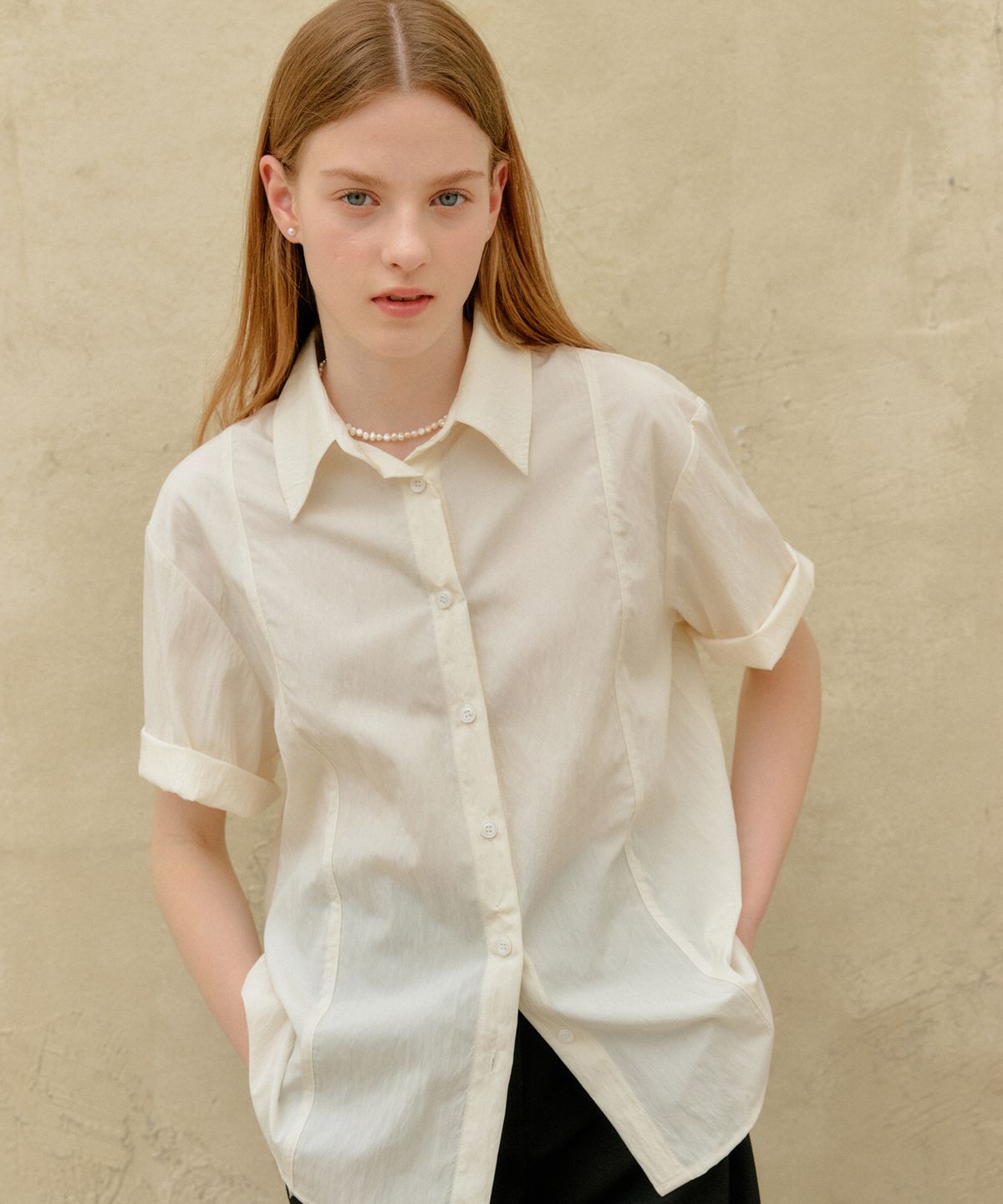 엽페(YUPPE) LINE RELAX SHIRT_IVORY