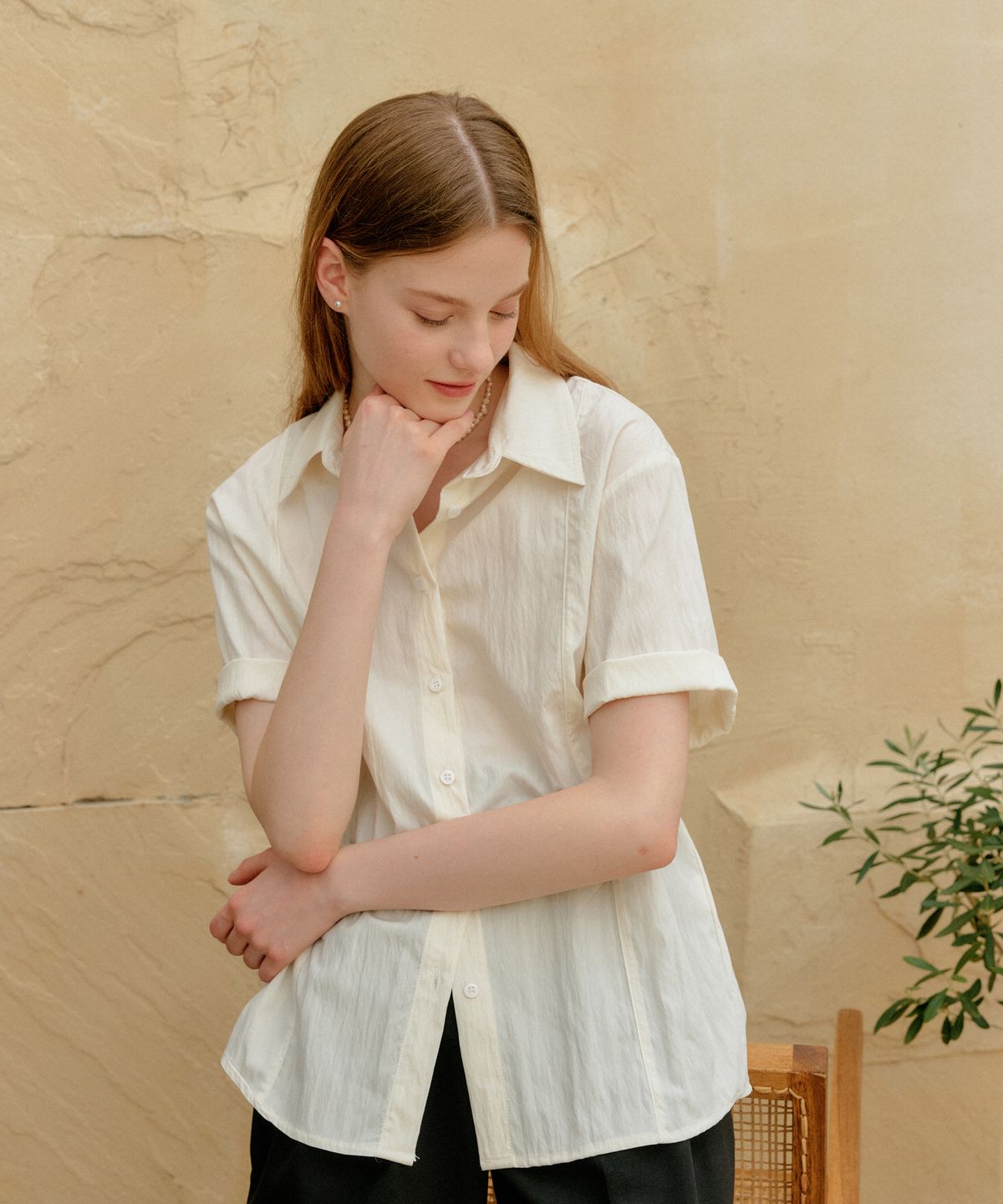 엽페(YUPPE) LINE RELAX SHIRT_IVORY