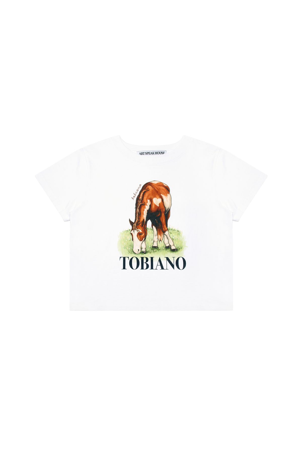 아트스피크하우스(ART SPEAK HOUSE) TOBIANO SHORT SLEEVE CROP TOP_WHITE