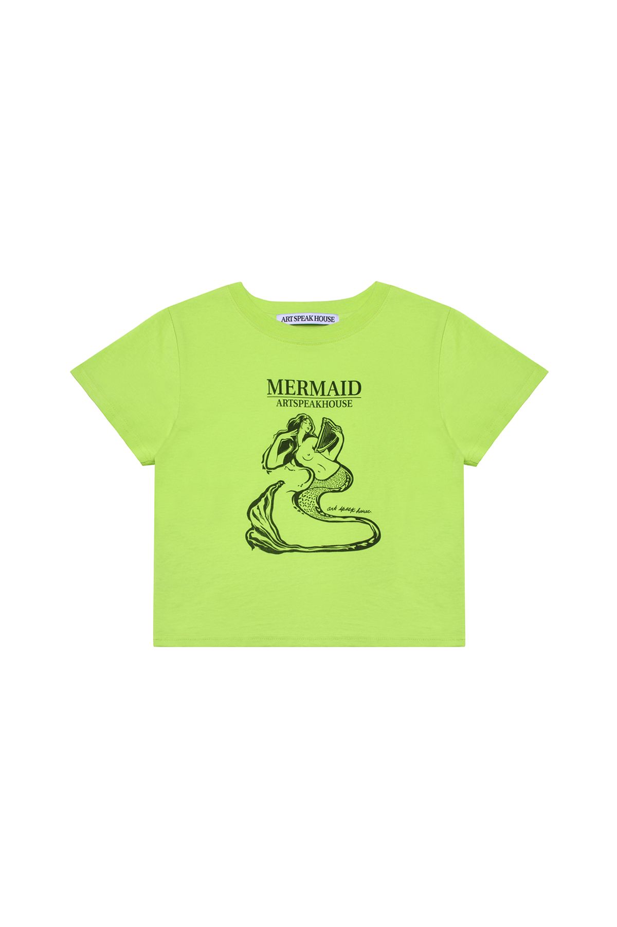 아트스피크하우스(ART SPEAK HOUSE) MERMAID SHORT SLEEVE CROP TOP_LIME
